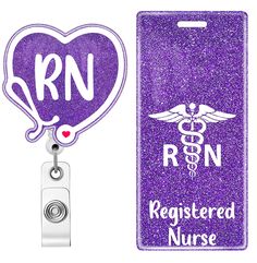 PRICES MAY VARY. 【RETRACTABLE ALLIGATOR CLIP REEL】60.5cm id badge reel retractable with clip, convenient to scan in and out of the office. 360-degree swivel alligator clip back firmly grips your clothing. 【Registered Nurse BADGE BUDDY】The purple Registered Nurse badge holder works best with any standard-sized vertical ID name tag and allow for great role recognition! 【EXCELLENT ROLE RECOGNITION 】Clear, large, and vivid character text allows patients and coworkers to easily identify the wearer's Nurse Friends, Stethoscope Accessories, Nurse Inspiration, Badge Buddy, Nurse Badge Holders, Work Accessories, Hospital Staff, School Supply Labels, Id Badge Reels