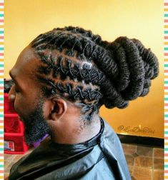 Dread Bun Styles For Men, Loc Barrel Style For Men, Dreadlock Hairstyles For Men Long, Dreadlocks With Natural Hair, Loc Barrels, Loc Hairstyles For Men, Men Dread Styles, Men Locs, Mens Dreadlock Styles