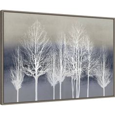 a painting of trees with snow on them