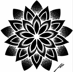 a black and white drawing of a flower