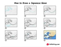 how to draw a japanese wave with step by step instructions for kids and beginners