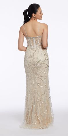 Capture a significant moment in this Abstract Beaded Mesh Sweetheart Column Dress with Sheer Back Panel. This dress features a sweetheart neckline, spaghetti straps, fitted bodice, and sheathe silhouette. Create beautiful memories at your next formal event! For additional information on style: 42423-20189, customer service is available Monday through Friday from 9am until 5pm eastern time at: 551-257-1900, contact us, or chat with us on-line. Debutante Ball Dress With Beaded Straps And Sweetheart Neckline, Sweetheart Neckline Dress With Beaded Straps For Debutante Ball, Debutante Ball Dress With Sweetheart Neckline And Beaded Straps, Tan Prom Dress, Champagne Evening Dress, Champagne Dress, Beaded Bodice, Beautiful Memories, Column Dress