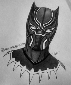 a drawing of a black panther wearing a mask