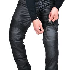 Men's Coated Motorcycle Riding Pants is a perfect slim-fit cargo pants. The stretchable polyester and cotton fabrics used in the pants mix into the perfect blend of utility and comfort. CE Certified Knee Outer Thigh Protective Pads ⇨ The knee and outer thigh pads are detachable and easy to mount. Insert them into their special pockets for added protection on the road. Reinforced Stitching ⇨ The pants feature reinforced stitching in critical areas to strengthen the connected parts. Windproof Glos Motorcycle Riding Pants, Outer Thigh, Slim Fit Cargo Pants, Riding Pants, Motorcycle Riding, Cotton Fabrics, Lower Back, Mens Coats, Cargo Pants