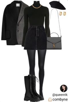 Outfit Ideas Black Clothes, What To Wear To Black Tie Event, New Year’s Outfit Ideas, Ghost Tour Outfit, Academia Teacher Outfit, Intj Aesthetic Outfit, Speakeasy Outfit Women, Rock Chick Outfits, Dark Preppy Aesthetic