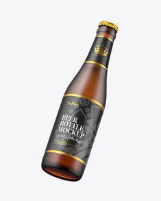 a bottle of beer mockup on a white background