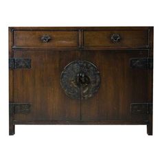 Interesting unmarked Asian cabinet. It has a deep walnut finish and Asian hardware. There are 2 upper drawers and 2 cabinet compartments below (4 doors).  This would be the perfect piece for a small entryway. Asian Cabinet, Antique Drawers, Small Entryway, Cabinet Cupboard, Walnut Finish, Unique Antiques, Club House, Early 20th Century, Storage Cabinets