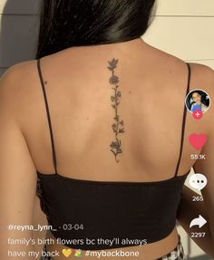 the back of a woman's neck with flowers on it