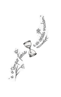 an ink drawing of two hourglasses with the words love and time written on them