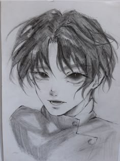 a pencil drawing of a person with short hair