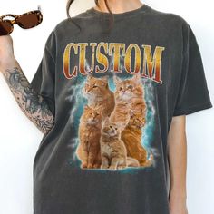 Custom Comfort Colors Vintage Pet TShirt Pet Photo + Name Custom Dog Shirt Personalized Shirt Custom T Shirts for Humans Cat Shirt 90's Tee. With so many shirt alternatives available, you may find the ideal mix of style and comfort. Our shirts fit flawlessly and have a timeless look that goes well with any outfit since they are constructed of premium fabrics. These shirts match nicely with every outfit, whether you're going casual or suited up for a formal occasion. These elegant yet laid-back c Custom Dog Shirts, 90s Tees, Pet Shirts, Pet Photo, Cat Shirt, Retro 90s, Custom T Shirts, Cat Shirts, Dog Shirt