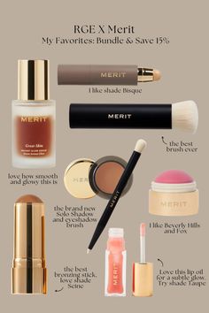 RGE x Merit Beauty Bundles Great Makeup Products, Merit Cosmetics, Merit Makeup Tutorial, Merit Beauty Aesthetic, Merit Beauty Tutorial, Merit Eyeshadow, Merit Makeup Bag, Merit Brush, Makeup Packaging Ideas