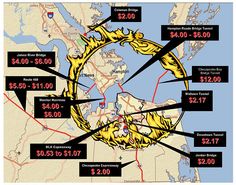 a map with numbers and locations on it that are labeled in red, yellow, and black