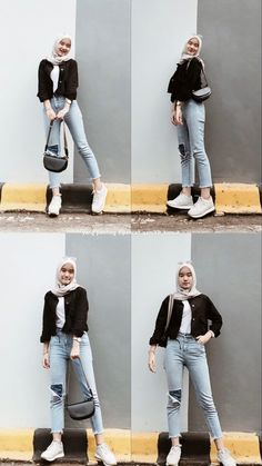 Foto Ootd, Outfit Hijab Casual, Hijab Trends, Muslim Outfits Casual, Casual Hijab, Korean Casual Outfits