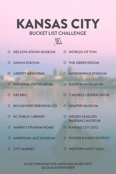 the kansas city bucket list is shown