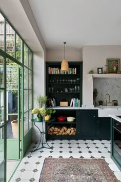 the kitchen is clean and ready to be used as a dining room or office area