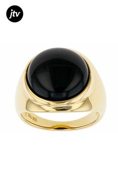 15mm Round Black Onyx 18k Yellow Gold Over Sterling Silver Solitaire Men's Ring. Measures Approximately 0.67"L x 0.67"W. Not Sizeable. Men's Ring, Black Onyx, Onyx, 18k Gold, Rings For Men, Yellow Gold, Sterling Silver, Ring, Yellow