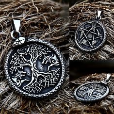 Mens Silver Celtic Tree of Life Pendant Protection Necklace Stainless Steel 24" | eBay Witchy Fits, Mens Celtic Necklace, Goddess Of Fortune, Adjustable Round Pendant With Tree Of Life, Symbolic Silver Necklace With Tree Of Life, Silver Tree Of Life Necklace For Healing, Punk Necklace, Tree Of Life Pendant Black, Boho Witch