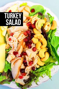 Enjoy the best harvest Fall salad that's a favorite among my guests all the time. It's quick and easy to prepare in just one bowl. This includes leafy greens, turkey, apples, nuts, pomegranate and cinnamon orange vinaigrette. Great for Thanksgiving holiday season dinner parties. Double or triple the recipe to serve a crowd. You can even replace turkey meat with chicken. This is a also an awesome way to use up Thanksgiving leftovers. Salad Homemade, Autumn Salad Recipes, Leftover Thanksgiving, Orange Vinaigrette, Salad Dinner, Fall Salad, Dinner Thanksgiving, Thanksgiving Turkey Leftovers, Cinnamon Orange