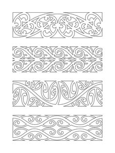 four different designs in the same line, each with an intricate design on top and bottom