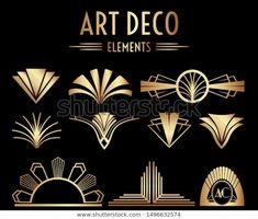 art deco elements on black background