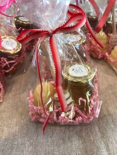 some kind of gift bag that is filled with honey