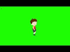 a boy is standing in front of a green screen