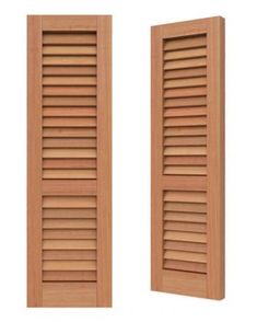 two open wooden shutters on a white background