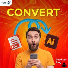 a man holding a smart phone in front of his face with the words convert above him