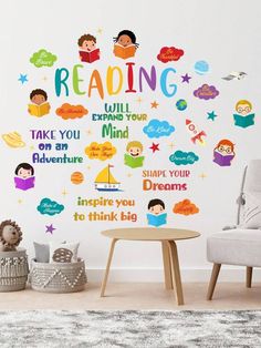 children's wall decals with the words reading on them