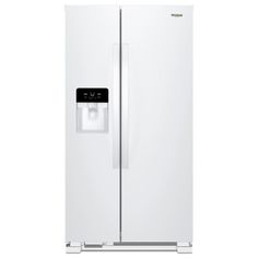 a white refrigerator freezer sitting next to each other on a white background with the door ajar