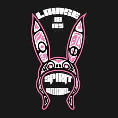 a pink and black bunny mask with the words love is my spirit written on it