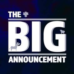 the big announcement logo is shown on a dark background