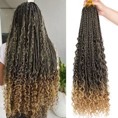 Bohemian Crochet Hairstyles, Bohemian Crochet Braids, Bohemian Crochet Hair, Goddess Box Braids Crochet Hair, Pre Looped Crochet Hair, Box Braids Crochet, Goddess Box Braids, Hippie Braids, Synthetic Braiding Hair