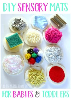 several different types of crafting supplies on a white surface