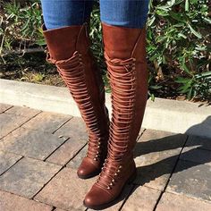 Susiecloths Fashion Shine Bling Boots Lace Up Riding Boots, Heel Knee High Boots, Popular Boots, Army Boots, Zipper Heels, Round Toe Shoes, Casual Shoe, Boots Women Fashion, Round Toe Heels