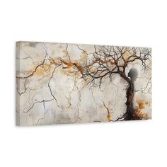 an abstract painting with tree branches on the wall