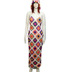 🧿🧿 Colorful Afghan dress knitted with 100% cotton thread. 💯 It is a great pleasure for me to knit this lovingly knit dress in the size and height you want.⬅️⬇️➡️ A dress suitable for every concept, whether in daily life, on the beach or on the beach.  You can write to me for your size and height customizations. 🧶🧵 And that dress was truly knitted with love. ❤ *The product should not be washed with bleach; Only colored and mild detergent should be used. *Hand wash up to 40ºC. *Wash on delica Long Crochet Knit Dress For Summer, Long Knit Crochet Dress For Summer, Bohemian Knit Beach Dresses, Bohemian Knit Maxi Dress, Bohemian Knit Dresses For Beach Season, Bohemian Knitted Summer Dresses, Bohemian Knitted Dress For Vacation, Summer Bohemian Knitted Dresses, Multicolor Crochet Beachwear Dress