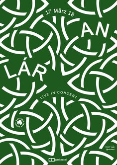 a green poster with white lines and the words lar live in concert on it