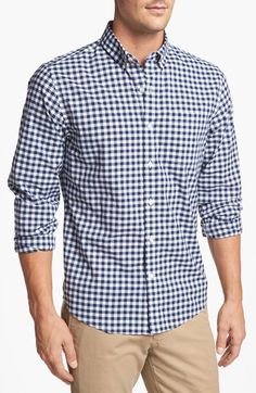 Bonobos+Gingham+Slim+Fit+Sport+Shirt+available+at+#Nordstrom Lumberjack Style, Dress Shirt Men, Formal Clothing, Gingham Shirt, Man Up, Men Style Tips, Streetwear Men Outfits