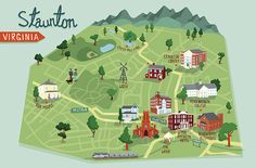 a map of the town of stauton, virginia is shown in this illustration