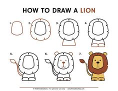 how to draw a lion step by step with pictures for kids and adults, easy instructions