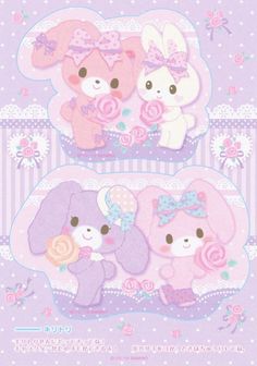 two pink and purple teddy bears with flowers