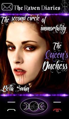 an advertisement for the queen's witches, which features vampire makeup and blood on her face