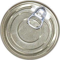 an aluminum can with a metal clip on the top and bottom part of it's lid