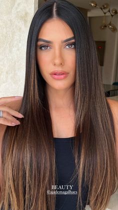 Balayage Cafe, Balayage Straight, Brown Hair Inspiration, Straight Black Hair, Gorgeous Hair Color, Hair Inspiration Color