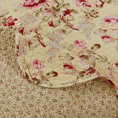 This Victorian, country cottage all cotton quilt set showcases a classic romantic pink rose floral print against a light yellow background. The quilt reverses to a coordinating mini floral. print. This elegant bedspread is 100% cotton, both face and fill, pre-washed, pre-shrunk.3pc Full/Queen quilt set: 88 inches x 92 inches, 2 pillow shams 20 inches x 26 inches3pc King quilt set: 106 inches x 92 inches, 2 pillow shams 20 inches x 36 inches Victorian Quilts, Country Cottage Garden, Crib Comforter, King Quilt Sets, Cotton Quilt Set, Quilted Duvet Cover, Floral Bedding, Floral Quilt, Garden Bedding