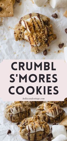 crumbl s'mores cookies with chocolate chips and marshmallows