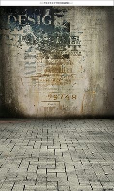 an old grungy wall with brick floors and bricks on it is shown in this image