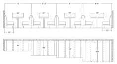 a drawing of a living room with two couches and three chairs